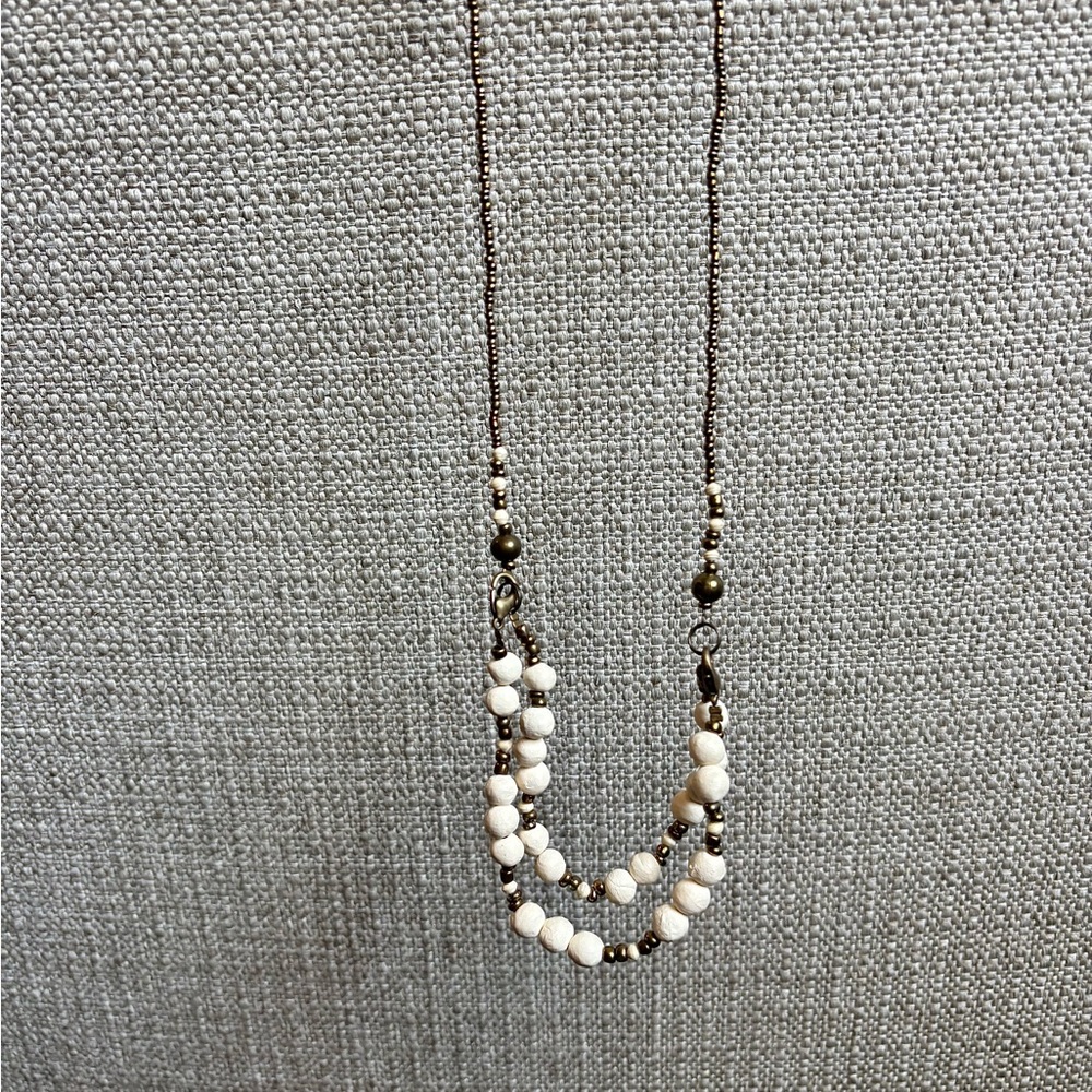 Trades Of Hope Cream and Bronze Beaded Necklace